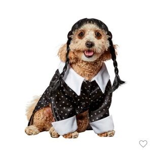 NEW Wednesday Adams Black and White Dog Halloween costume